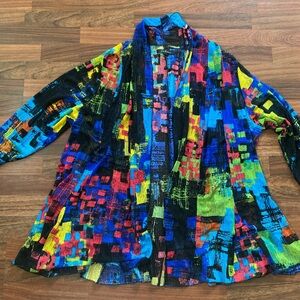 Caleoas 2X open in front (no button or zip) beautiful colors soft cool material